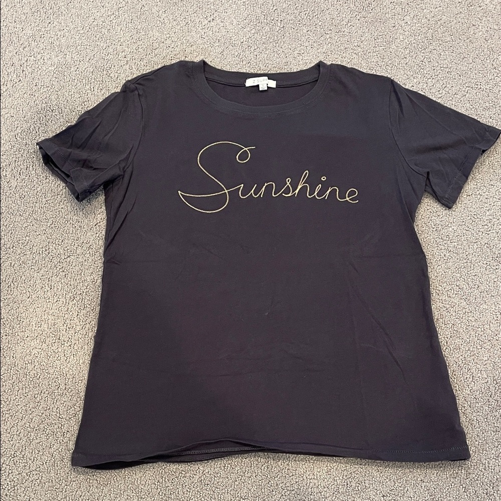 Z Supply Black Tee with Gold 'Sunshine'